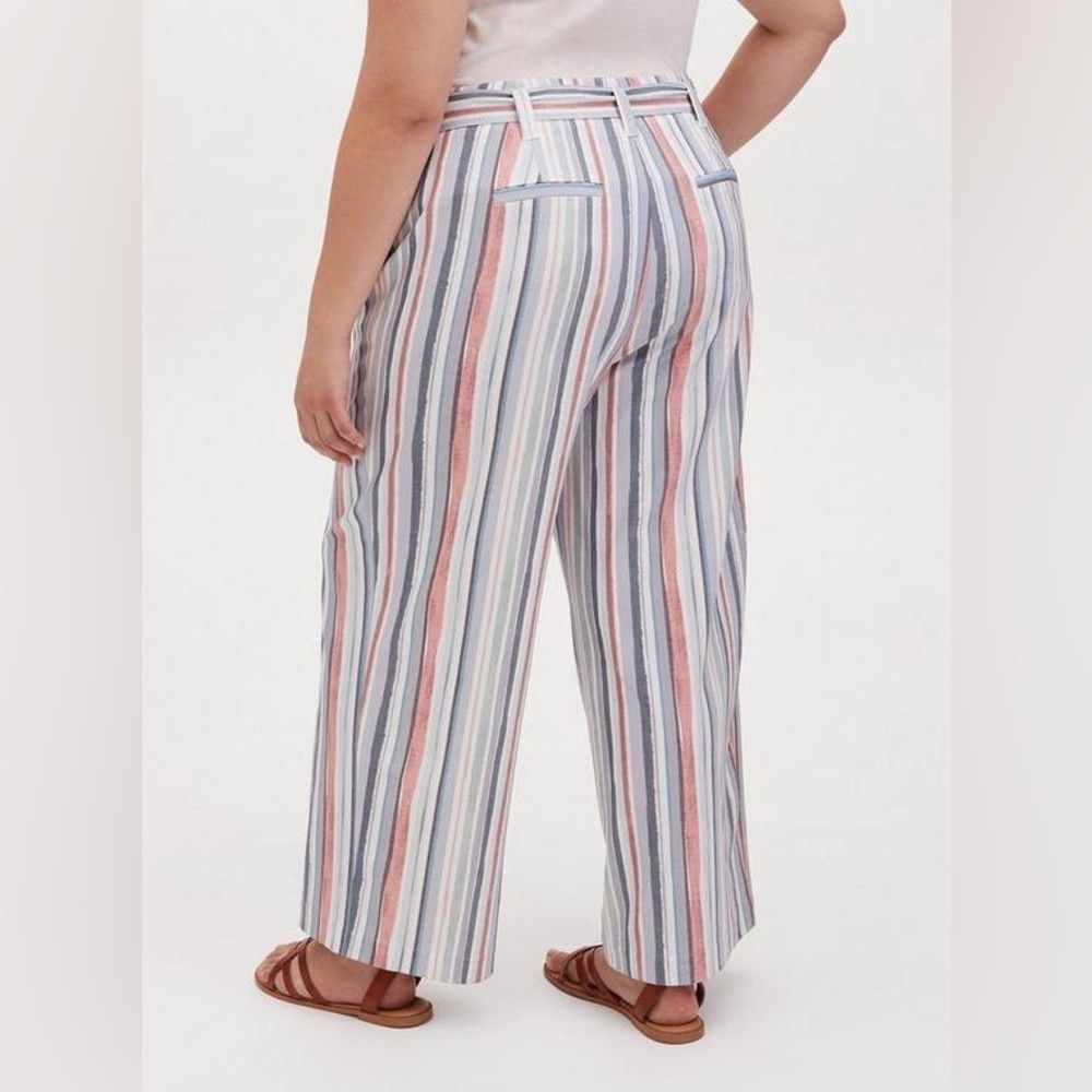 Torrid Multi Stripe Crosshatch Self Tie Wide Leg … - image 2